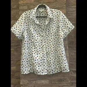 Vintage Polka Dot Short Sleeve Shirt - Perfect for Summer Days